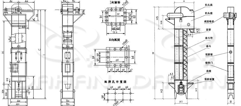 TD型鬥式提升機外型結構